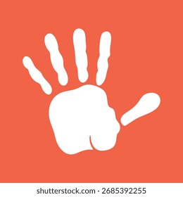 Simple palm icon logo. Orange color. Five finger design