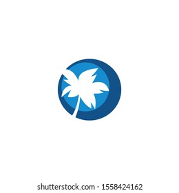 simple palm and sea logo designs