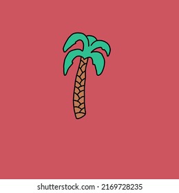 Simple palm tree drawn on a red background