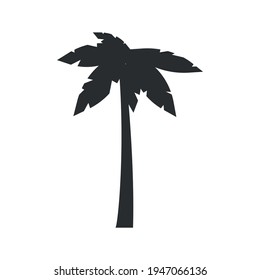 Simple palm tree icon isolated on white background. Beach, Tropical icon. Palm tree silhouette. Vector illustration.