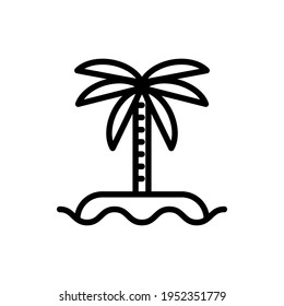 simple palm tree icon vector, summer beach palm islands outline logo sign illustration