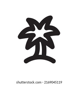 Simple palm tree icon, Vector outline icon on white background.	