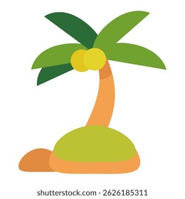 Simple Palm Tree Island Summer Illustration
