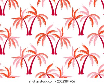 Simple palm tree seamless pattern vector design. Jungle forest plants fabric ornament. Coconut palm tree wallpaper in california style. Botany rapport. Summer fashion print.