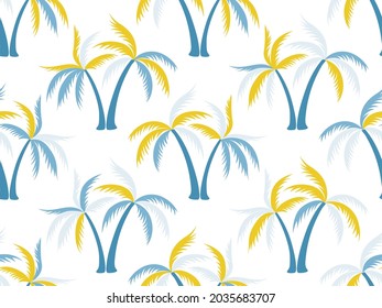 Simple palm tree seamless pattern vector design. Tropical forest plants textile ornament. Coconut palm tree wallpaper in miami style. Floral hawaii rapport. Fashion textile print.