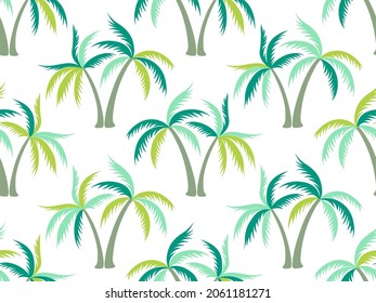 Simple palm tree seamless pattern vector design. Jungle plants textile ornament. Coconut palm tree wallpaper in hawaiian style. Paradise rapport. Summer fashion print.
