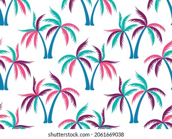 Simple palm tree seamless pattern vector design. Exotic jungle plants fabric ornament. Coconut palm tree wallpaper in california style. Nature elements illustration. Fashion fabric print.