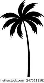 Simple palm tree silhouette icon, vector graphic element isolated