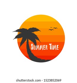 Simple palm tree silhouette. Vector illustration