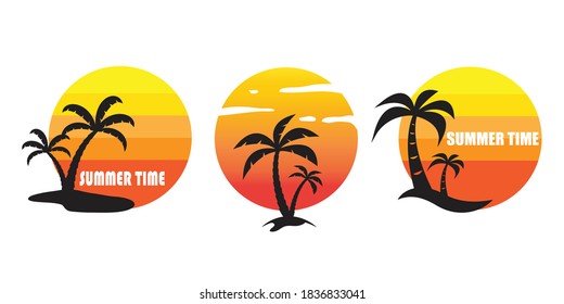 Simple palm tree silhouette. Vector illustration