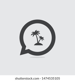 Simple Palm Tree Speech Bubble Icon