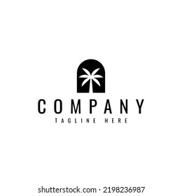 simple palm tree vector logo design