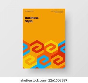 Simple pamphlet A4 vector design illustration. Unique mosaic pattern banner template.