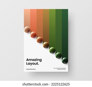 Simple pamphlet design vector illustration. Multicolored realistic spheres booklet template.