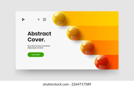 Simple pamphlet design vector illustration. Trendy 3D spheres corporate identity template.