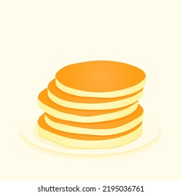 Crepes simples en placa de diseño plano. Baking, concepto de desayuno. Ilustración del vector