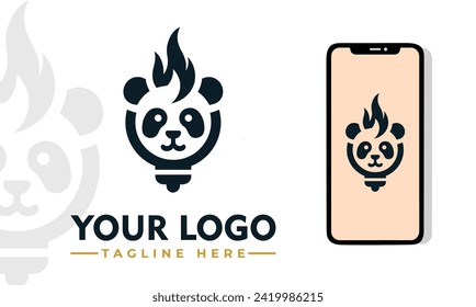 Simple Panda Bulb vector logo design Lamp Panda logo vector for Panda Lover  Techno