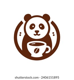 simple panda and coffee logo illustration design. This logo is suitable for cafe businesses