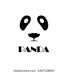 logo simple de panda con los ojos y la boca