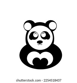 simple panda logo vector black and white color