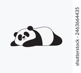 Simple panda logo vector illustrations. Panda bear silhouette. Lazy panda animal Logo type concept icon. Cute panda cartoon isolated on white background.