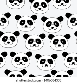 Simple Panda pattern. White background, cute Panda faces. The print is well suited for textiles,banners,Wallpapers and postcards.