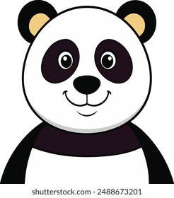 Einfacher Panda lächelnd mit flacher Vektorgrafik