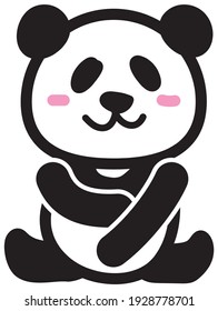 A simple panda vector that is shy