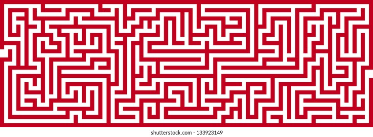 Simple Panoramic Maze Pattern Isolated on White Background