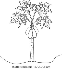 Simple papaya Tree Line Art Minimalist Thin Vector Design Art