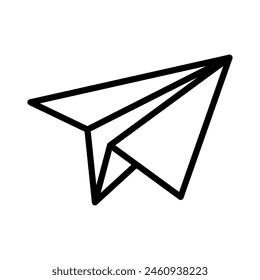 Simple paper airplane icon Stroke pictogram Vector illustration isolated on white background.