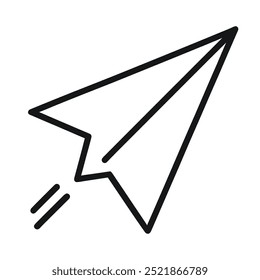 A simple paper airplane icon, symbolizing flight and creativity.