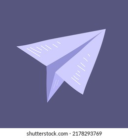 Simple paper airplane letter on a blue background. Flat vector isolated illustration