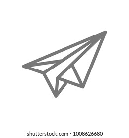 Simple paper airplane line icon. Symbol and sign vector illustration design. Isolated on white background