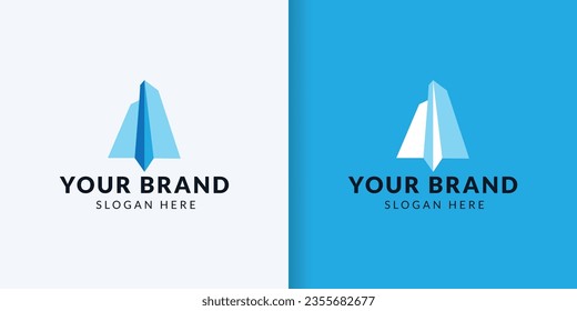 simple paper airplane logo design with skyscraper company. for mobile apps, home services, etc