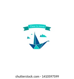 A simple paper boat. Vector concept for illustration of sea tourist business. Isolated on the background.
