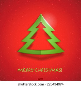 Simple Paper Christmas Tree. Christmas And New Year Symbols. Vector Illustration. Eps 10