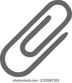 Icono de Clip de papel simple en color gris aislado sobre fondo blanco.