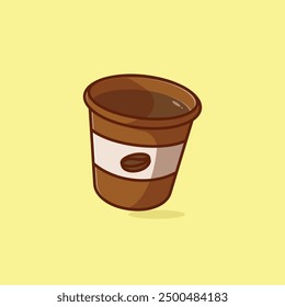 Simple paper cup with coffe cartoon vector illustration Collection of drinks concept icon isolated