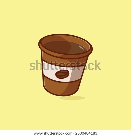 Simple paper cup with coffe cartoon vector illustration Collection of drinks concept icon isolated