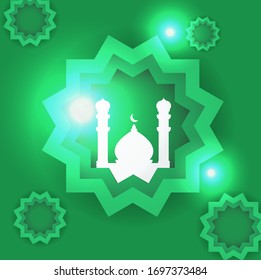 Simple Paper Cut Islamic Background Vector Eps 10