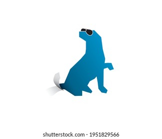 simple paper dog wear glasses with folding tail
