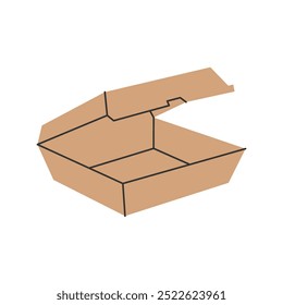 Vetor de recipientes de alimentos de papel simples, embalagem de alimentos de papel takeaway ilustração de vetor plana isolada em um fundo branco