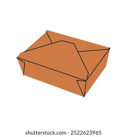 Simple paper food containers vector, paper takeaway food packaging flat vector illustration isolated on a white background