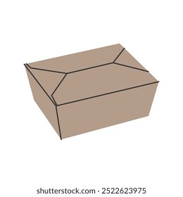 Simple paper food containers vector, paper takeaway food packaging flat vector illustration isolated on a white background