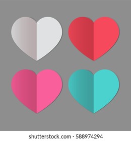 Simple paper hearts. Vector illustration.