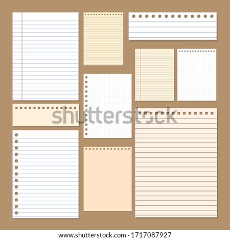 simple paper notepads desing, grid, line and blank papers, vector, illustration layout A4 Size and another. 