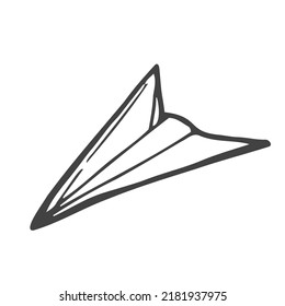 Simple paper plane doodle style - isolated vector illustration