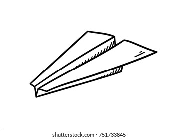 Simple paper plane doodle style - isolated vector illustration