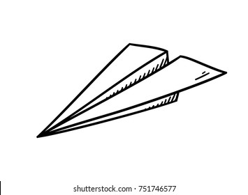 Simple Paper Plane Doodle Style - Isolated Vector Illustration